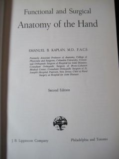 Surgical Anatomy of the Hand Lippincott Emanuel Kaplan 1965 HC Book