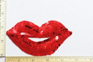Red Lips Sequin Applique Sew Glue On