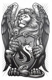 Ogabel Temporary Body Tattoo Sticker Decal Skin Removable Winged Lion