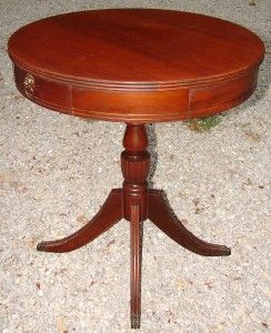 Round Drum End Table w 1 Drawer Lion Pull Claw Feet No 485