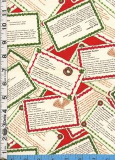 Fabric Wilmington Christmas Cookie Jar Treats Recipe Cards Toss