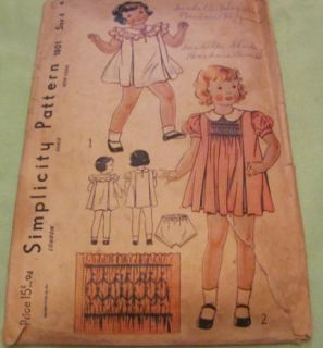 Vintage Original Little Girls Dress Play Suit Patterns 1930S