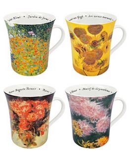 Konitz Drinkware, Set of 4 Assorted Les Fleurs Chez Mugs
