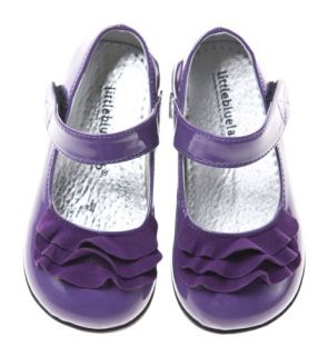 Girls Toddler Little Blue Lamb Purple Patent Leather Lined Shoes Sizes