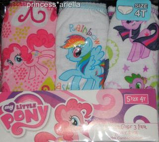 New Girls 4T My Little Pony Panties Underwear 3 Pair Pack