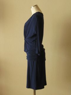 Anthropologie LINQ Navy Blue Jersey Pleated Ruched Waistband Dolman
