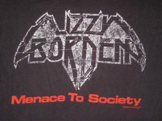 1986 Lizzy Borden Vtg Menace to Society T Shirt Tour L