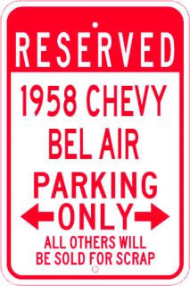 1958 58 Chevy Bel Air Parking Sign