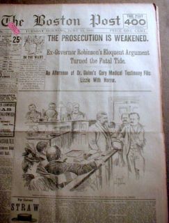 16 Best 1893 Local Newspapers Lizzie Borden Trial Fall River AX
