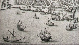 1642 Merian Braun Hogenberg Lisbon Town View Map
