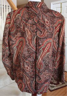 Coldwater Creek Rust Paisley Cotton Rayon Blend Button Jacket 1x