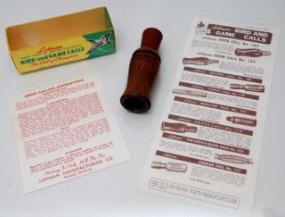 Lohman Vintage GOOSE Call No 112 Walnut Cherry Box 1973 Catalog Instr