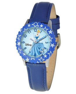 Disney Watch, Kids Cinderella Time Teacher Blue Leather Strap 31mm