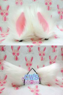 Lolita White Pink Black Fluffy Sweet Cosplay Cat Ears Anime Hair Clips