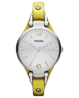 Fossil Watch, Womens Georgia Yellow Leather Strap 32mm ES3220   All