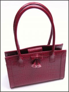 Liz Claiborne Small Red Crocodile Print Handbag Purse