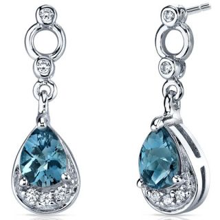 50 cts London Blue Topaz Dangle Earrings in Sterling Silver Rhodium