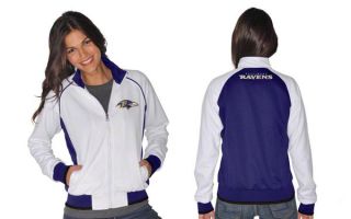 Baltimore Ravens Womens White Purple Sprint Track Jacket