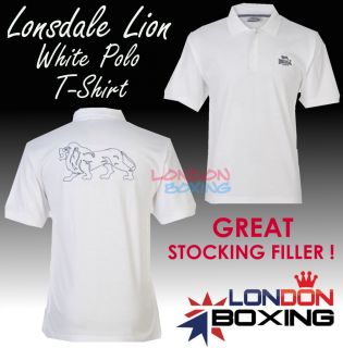 Lonsdale London Classic Jersey White Polo with Lion Design on The Back