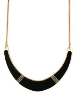 Kenneth Cole New York Necklace, Gold Tone Black Half Moon Frontal