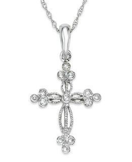 Diamond Necklace, 14k White Gold Diamond Accent Pendant   Necklaces