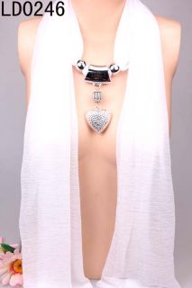 Fashionable New Womens Long Necklace Scarve Shawl Alloy Heart Pendant