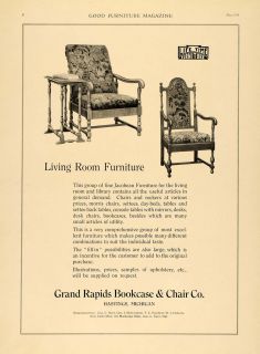 Grand Rapids Bookcases Chairs Living Room Set   ORIGINAL ADVERTISING