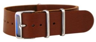 Saddle Leather NATO Style Military Watch Band Timex Solid Strap