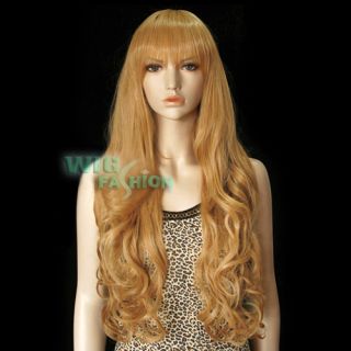 Resistant Long Blonde Brown Fashion Party Hair Wig with Bangs