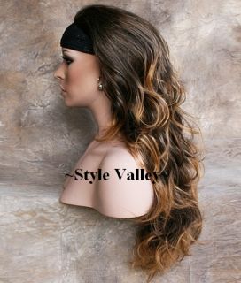 Long Dark Brown Mix 3 4 Fall Hairpiece Layered Wavy Half Wig Hair