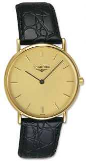 Longines Presence 18kt Gold Mens Luxury Swiss Quartz Strap Watch L4