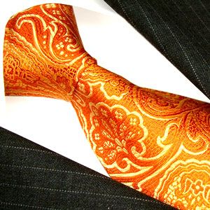 12004 Lorenzo Cana Orange Tie Italian Tradition Paisley