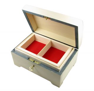 Plain Wooden BOX, Lockable CHEST with Inner TRAY, 18 x 12 x 10cm