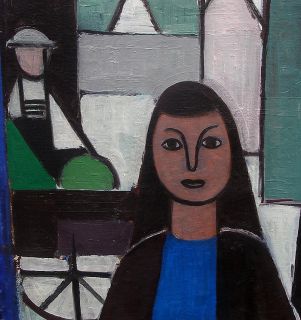 Lohmann Cubist Composition Girl and Fruit Seller Powerful Oil
