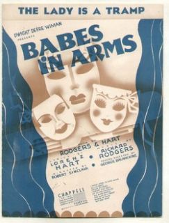 Babes in Arms 1937 Lady Is A Tramp Art Deco Broadway Vintage Sheet