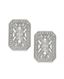 Eliot Danori Earrings, Rhodium Plated Pave Crystal and Cubic Zirconia