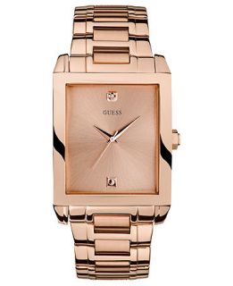 GUESS Watch, Mens Diamond Accent Rose Gold Tone Stainless Steel