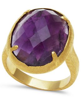 18k Gold Over Sterling Silver Ring, Amethyst Round Ring (8 7/8 ct. t.w