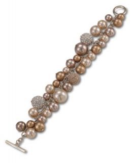 Carolee Bracelet, Glass Pearl and Fireball Toggle   Fashion Jewelry