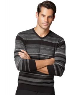 Retrofit Sweater, V Neck Stripe   Mens Sweaters