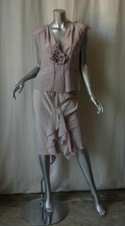 Yves Saint Laurent Silk Skirt Blouse Outfit Set 38 40