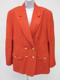 Louis Feraud Coral Linen Tonal Stripe Blazer Jacket 12