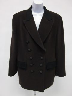 Louis Feraud Brown Cashmere Wool Jacket Coat Sz 12