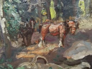 Reginald Mills British Plein Air Impressionist Oil A Horse Team