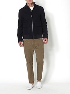 Label Lab Shearling collar wool short jacket Navy   