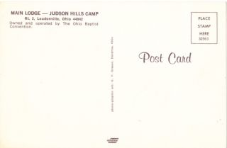 Loudonville Oh Judson Hills Camp Main Lodge Baptist Ohio Postcard