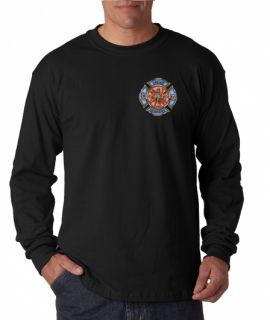 Fire Rescue Firefighter Emblem Long Sleeve Tee Shirt