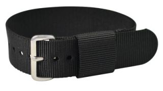 Buckle 22mm Solid Black NATO Military Watch Band Strap Fits All