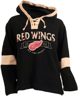 Detroit Red Wings Old Time Hockey Black Jetted Hooded Fleece