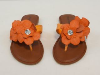 New Pierre Dumas Womens Orange Flower Design Lorna 1 Sandals